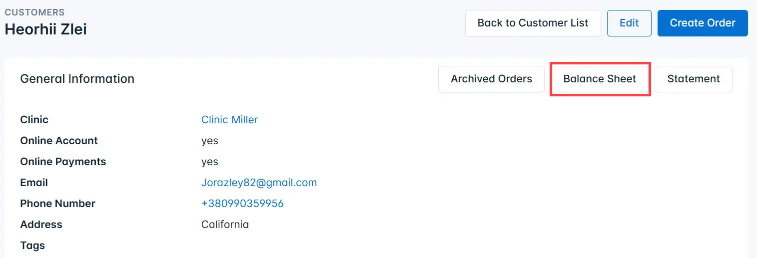 click the Balance Sheet button