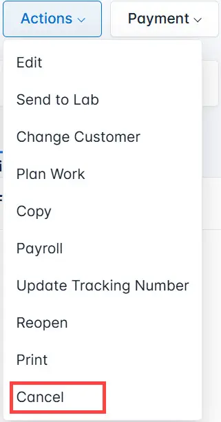 Select Cancel from the list