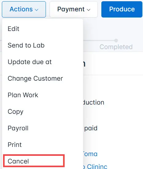Select Cancel from the list