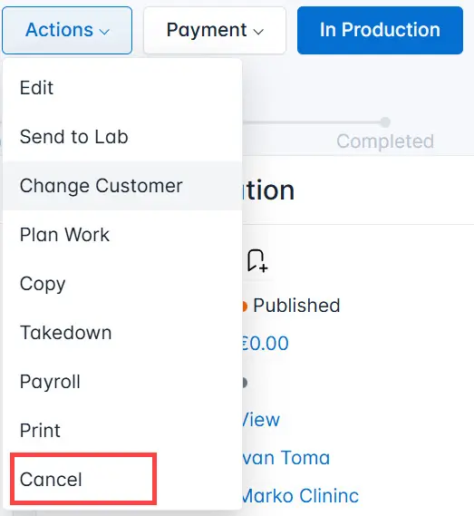 Select Cancel from the list