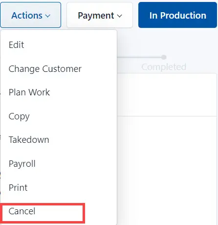 Select Cancel from the list