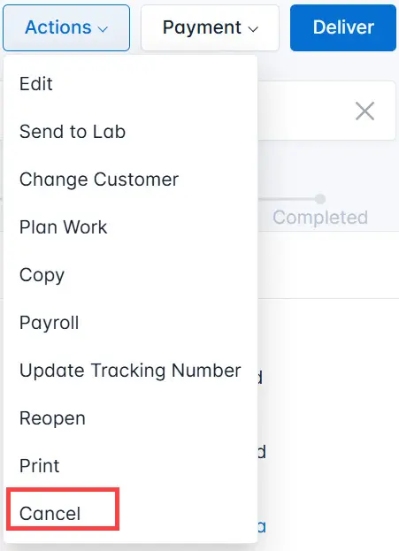 Select Cancel from the list