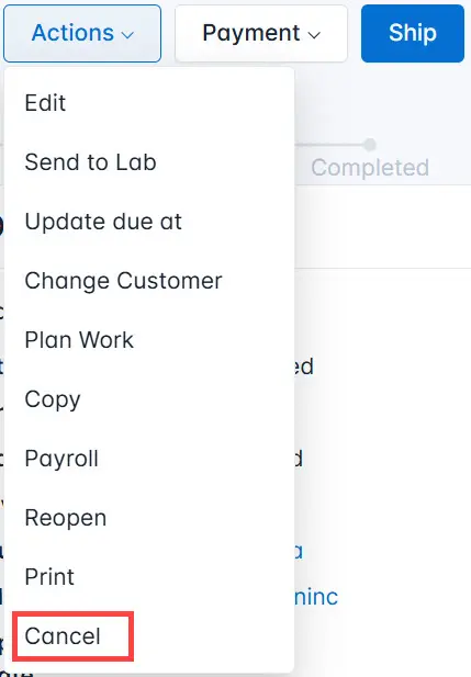 Select Cancel from the list