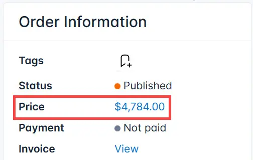Click on the price