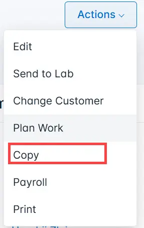 Select Copy from the list