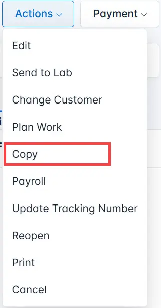 Select Copy from the list