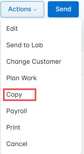 Select Copy from the list