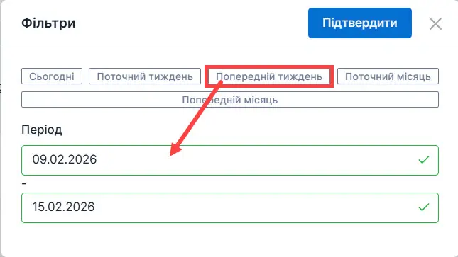 Обраний проміжок часу
