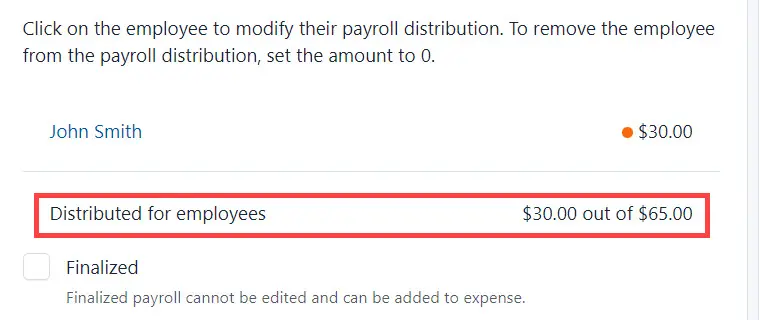 Distributed amount