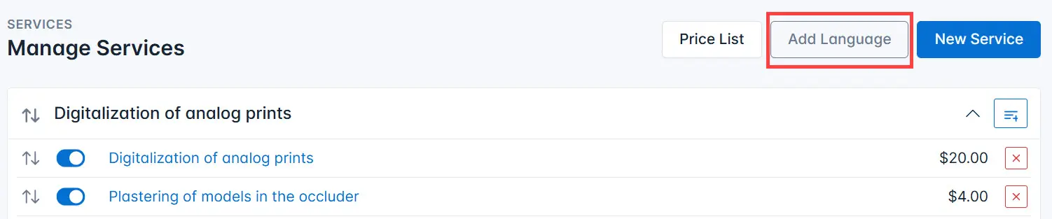 Click the Add Language button