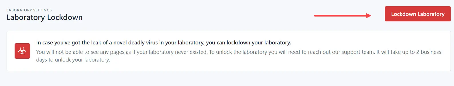 Click the Lockdown Laboratory button