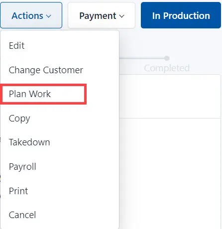 Select Plan Work from the list