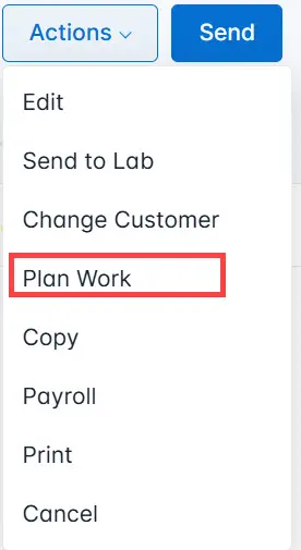 Select Plan Work from the list