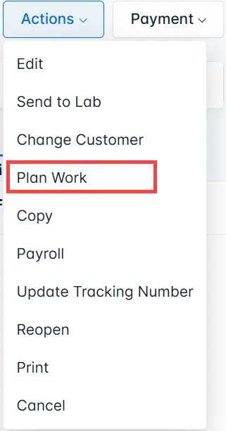 Select Plan Work from the list