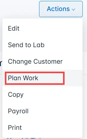 Select Plan Work from the list