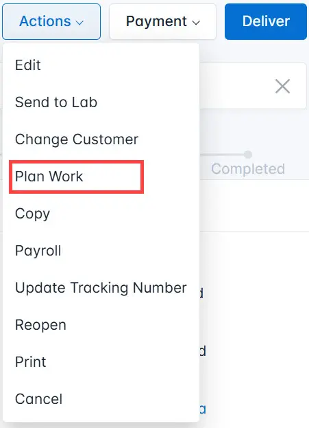 Select Plan Work from the list