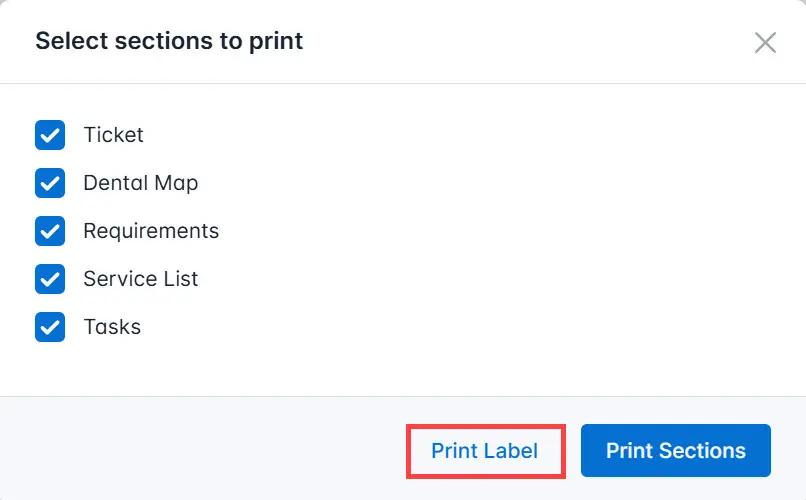 Click the Print Label button