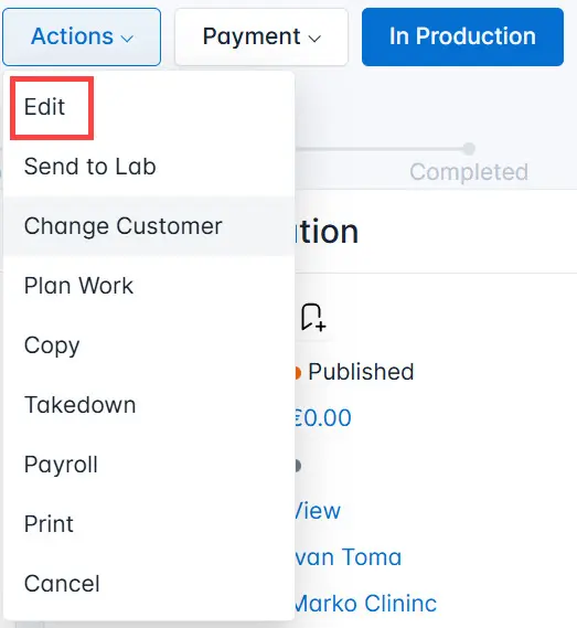 Select Edit from the list