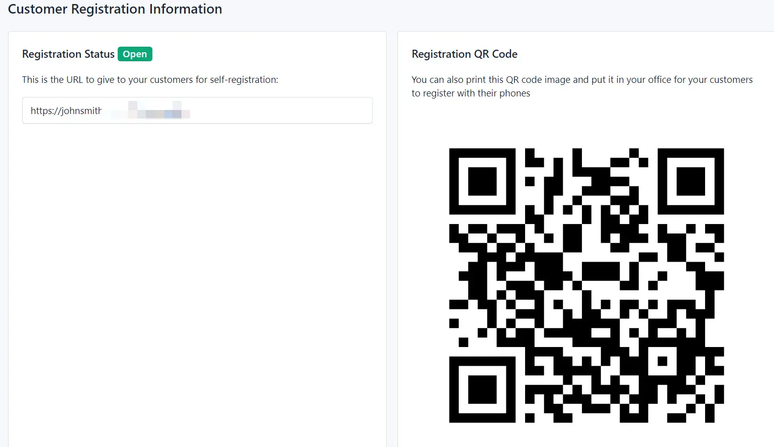 Registration in the system