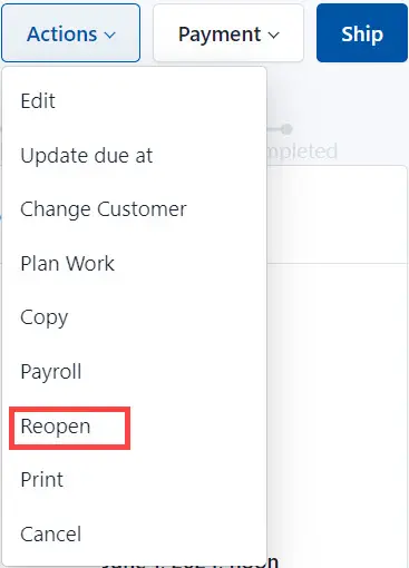 Select Reopen from the list