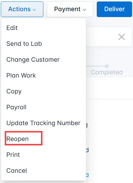 Select Reopen from the list