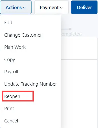 Select Reopen from the list