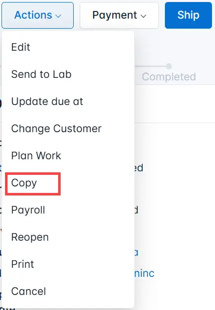 Select Copy from the list