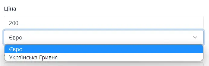 Оберіть валюту