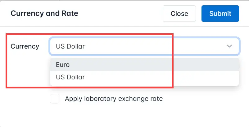 Select currency