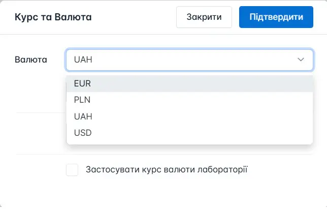 Оберіть валюту