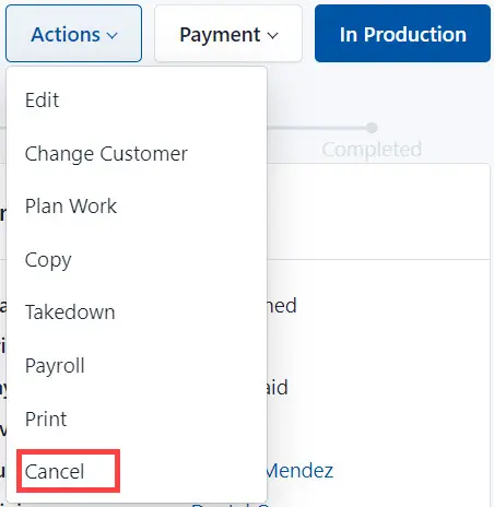 Select Cancel from the list