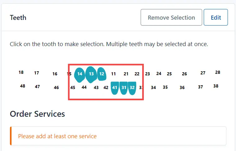 Select teeth on the map