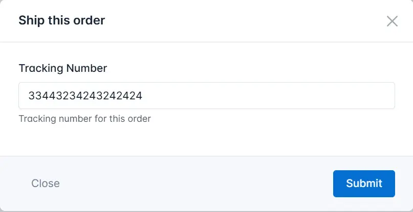 Add the Tracking number