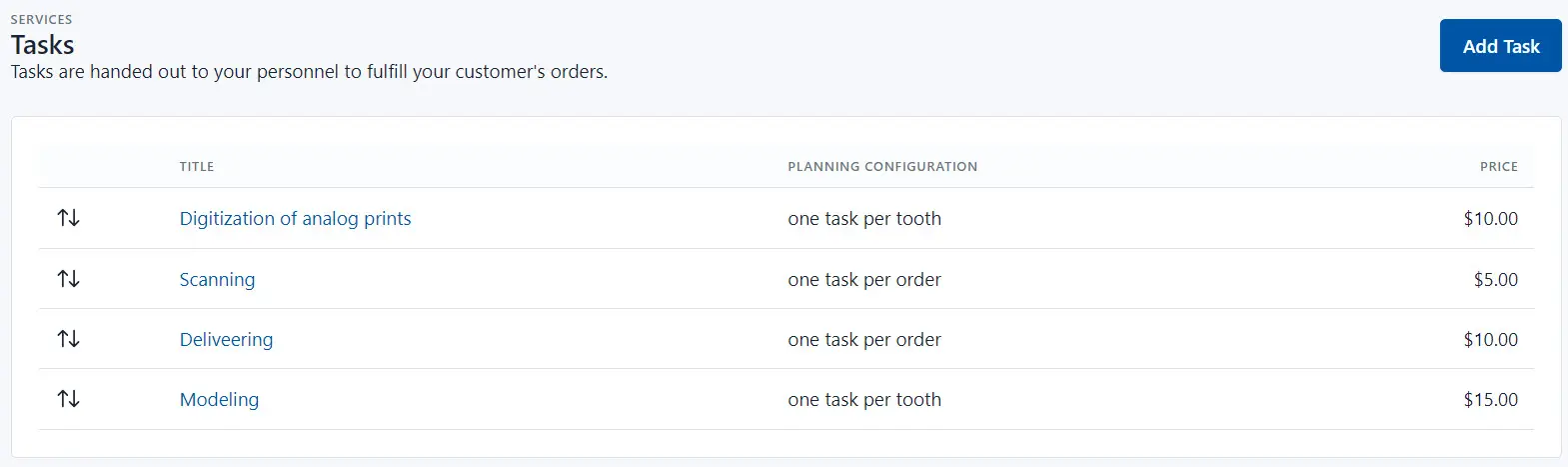 Tasks Section