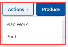 Actions with the Production Order