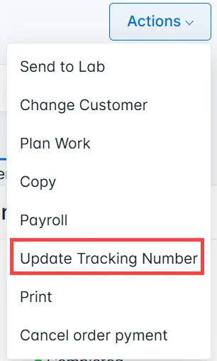 Select Update Tracking Number